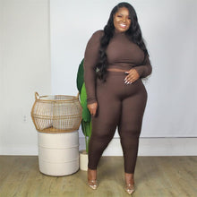Load image into Gallery viewer, Plus Size Ribbed Long Sleeve Two Piece Set