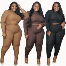 Load image into Gallery viewer, Plus Size Ribbed Long Sleeve Two Piece Set