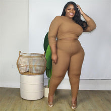 Load image into Gallery viewer, Plus Size Ribbed Long Sleeve Two Piece Set