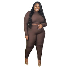 Load image into Gallery viewer, Plus Size Ribbed Long Sleeve Two Piece Set