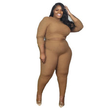Load image into Gallery viewer, Plus Size Ribbed Long Sleeve Two Piece Set