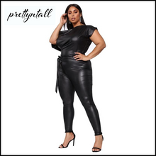 Load image into Gallery viewer, One Shoulder Faux Leather Jumpsuit
