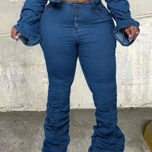 Load image into Gallery viewer, Plus Size Stacked Denim Jacket &amp; Pant Set or Seperate
