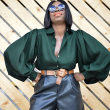 Load image into Gallery viewer, Backless Lantern Sleeve Blouse
