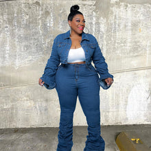 Load image into Gallery viewer, Plus Size Stacked Denim Jacket &amp; Pant Set or Seperate
